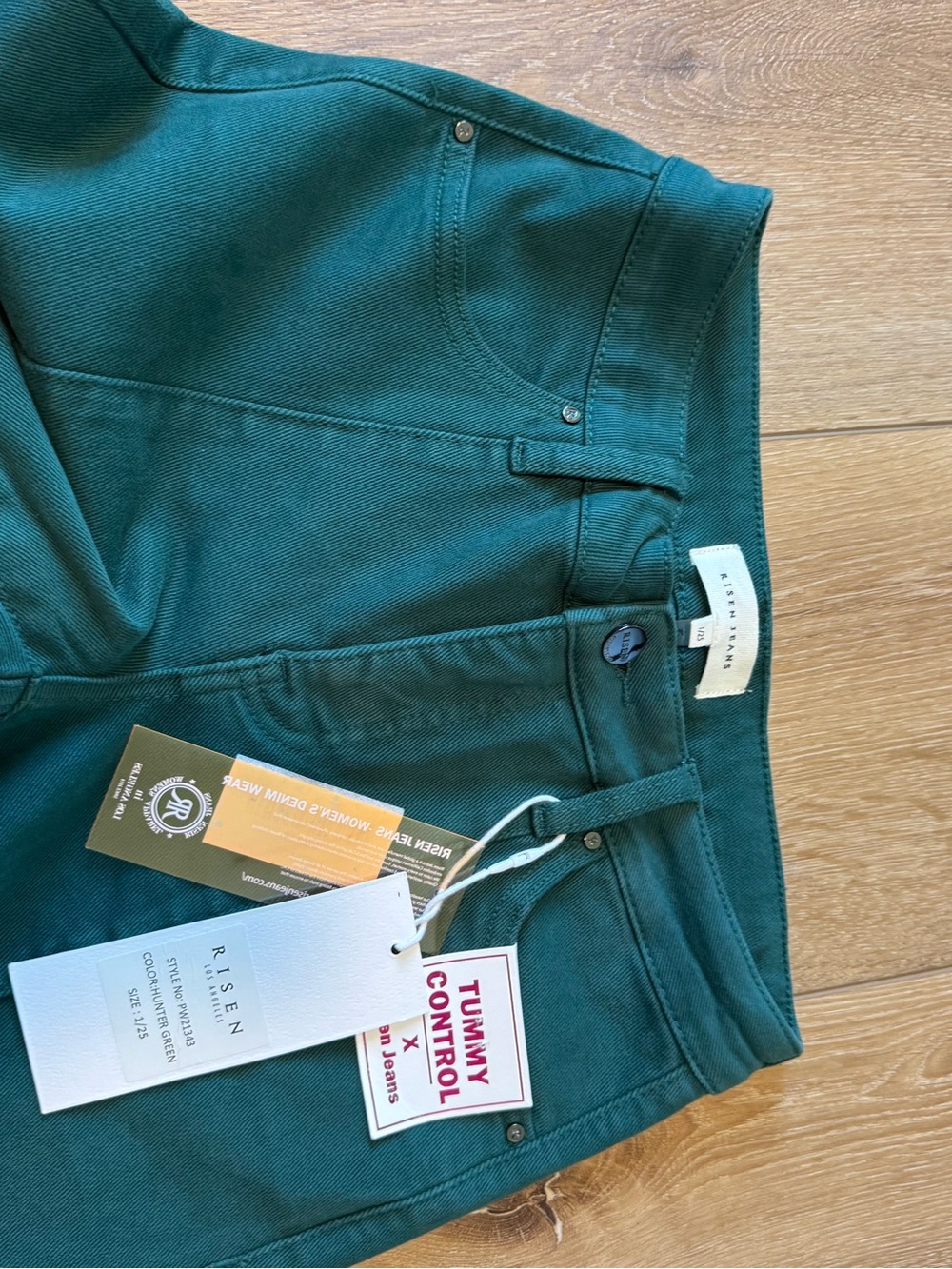 Risen Hunter Green Tummy Control Wide Leg Jeans size 1 / 25 New With Tags - Picture 7 of 9